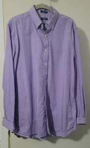 Izod Herren Cool FX Hemd 16 34/35 Lila Kariert Slim Fit Langarm Knopfleiste  - Bild 1 von 9