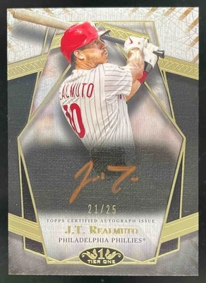 2022 Topps Tier One J.T. Realmuto Prime Performers Auto Bronze Ink /25 Phillies - Image 1 of 2
