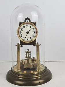 Antike Urania Deutsche 400 Tage Drehscheibe Pendel Glaskuppel Jubiläumsuhr - Bild 1 von 12