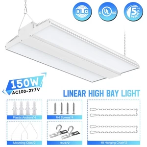 150W Led Linear High Bay Light Warehouse Garage Ceiling Lights 5000K 22500Lumens - Picture 1 of 19
