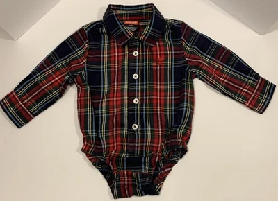 Wrangler logo 婴儿法兰绒连体衣 12M 红色蓝色绿色格子   — 第 1/4 张图片