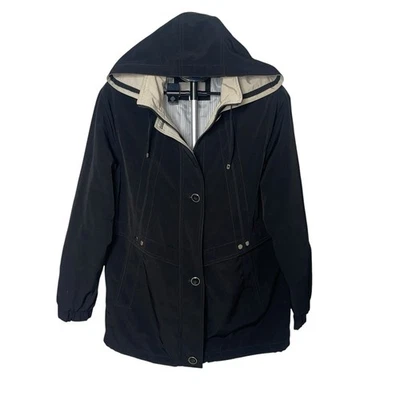 Croft And Barrow Windbreaker Rain Jacket Black Tan Beige M Modern Timeless Chic - Image 1 of 4