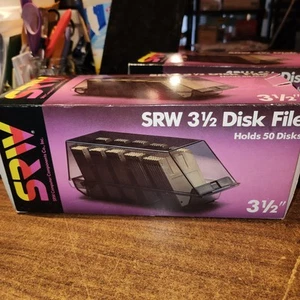 NEW in Box Vintage 1991 SRW DISK FILE Case HOLDS UP TO 50 3.5 DISKETTES 4 Divid - Photo 1/7