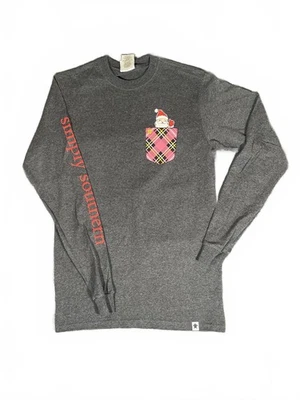Camisa de manga larga para mujer Simply Southern con gráfico de bolsillo de Papá Noel - talla pequeña Foto 1 de 4