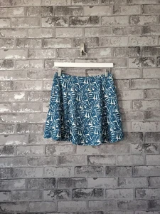Forever 21 Blue Tropical Leaf Print Mini Skirt UK 10 Festival Holiday Party Y2K - Picture 1 of 5