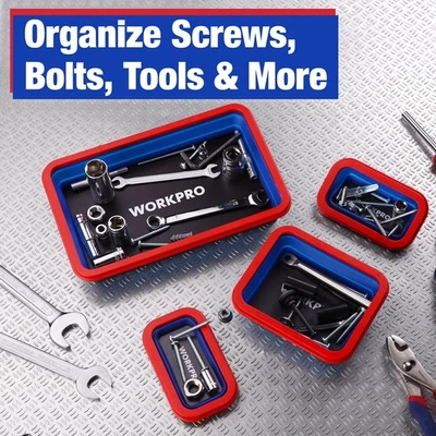 WORKPRO 4 PIEZAS Juego de Bandeja de Piezas Magnéticas Plegable Bandeja de Herramientas de Doble Cara Foto 1 de 4