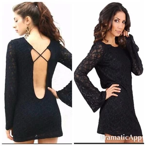 * Nuevo con etiquetas $356 Sexy Gorra de Noche Espalda Abierta Priscilla Vestido de Encaje Negro Xs Bxd - Imagen 1 de 12