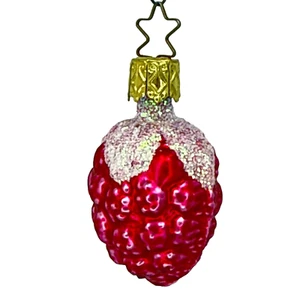 Inge Glas Frambuesa Adorno de Navidad Soplado a Mano Vidrio de Mercurio Vacaciones Pequeño - Imagen 1 de 7