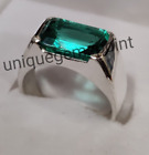 Smaragd Herrenring mit 925 Sterlingsilber Herrenschmuck grün Edelstein Ring