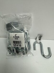 3” S Hook Zinc Plated 52416 10 Pack