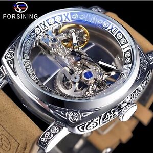 Forsining Men’s Automatic Square Retro Carved Skeleton Luxury Waterproof Watch