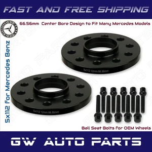 2 PCs 12mm Mercedes Benz 5x112 REAR Hub Centric Wheel Spacers W/lug Bolts Kit - Picture 1 of 2