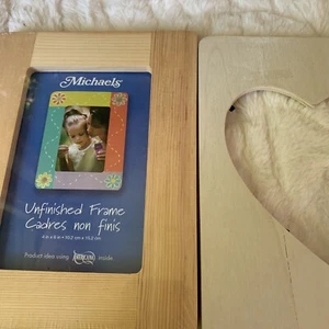 2 Unfinished Wood Picture Frames for Crafts Painting Heart 4 X 6 - Picture 1 of 8