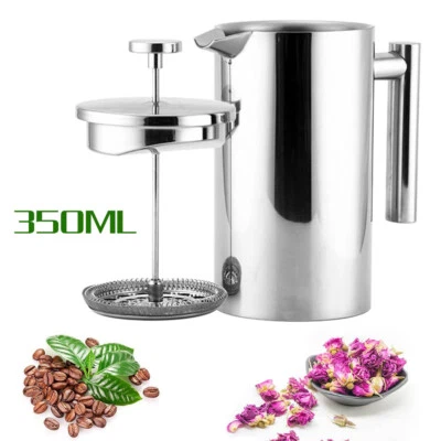 French Cafetiere French Press Coffee Maker Stainless Steel Coffee Plunger Office - Image 1 of 4