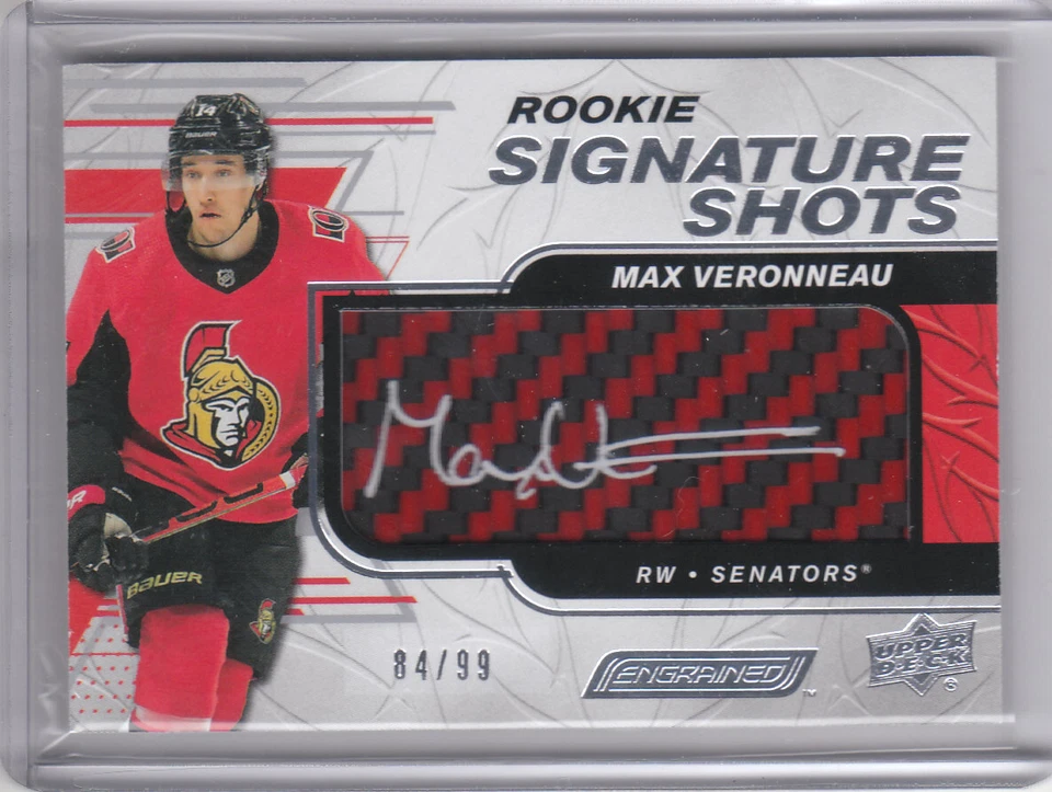 19/20 Engrained Rookie Shots Carbon Fiber Auto Red Max Veronneau Senators 84/99 - Image 1 of 1