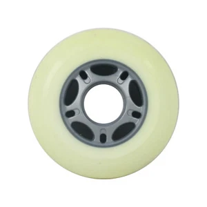 Rueda de patín en línea multiuso 76 mm 82A blanca/amarillo-plateada exterior (individual) - Imagen 1 de 3