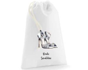 Wedding shoebag personalised with your name and watercolour print- high heels - Picture 1 of 14