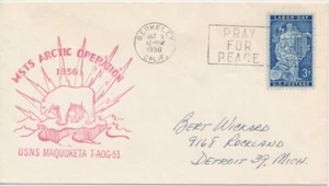 MSTS Arctic Operation 1956 USNS Maquoketa T-AOG-51 Naval cover Polar Bear - Picture 1 of 1