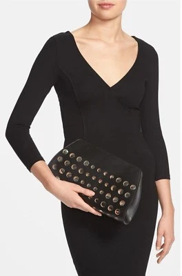BOLSO CLUTCH MARNI PUNTO ESPEJO BOLSO DE MANO CUERO NEGRO NUEVO $650 Foto 1 de 4