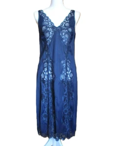 Pozzita Italy Vintage Kleid Slip Small dunkelblau Nylon Spitze Small S Full Slip - Bild 1 von 9