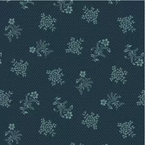 Henry Glass Lille Bouquets & Diamonds Teal Fabric By The Yard - Picture 1 of 1