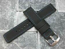 22mm PVC Composite Rubber Band Black Diver Watch Strap Kevlar for Maratac Blue