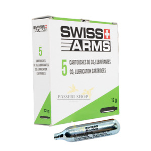 Boîte 5 cartouches de CO2 lubrifiantes 12g Swiss Arms (marque suisse)