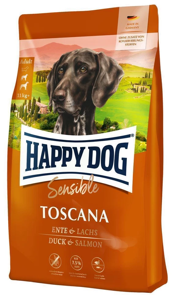 HappyDog Sensible 300g Toscana mit Ente & Lachs Hundefutter Trockenfutter - Bild 1 von 1