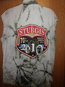 Sturgis 2010 sleeveless Frayed Button Down shirt - Picture 1 of 2