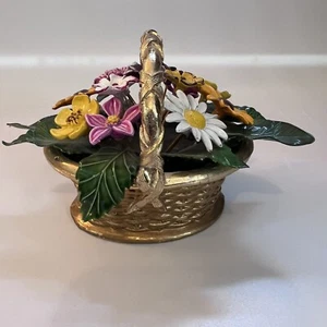 Cesta de flores esmaltada Gorham vintage Jane Hutcheson Fleur des Siecles figurativa - Imagen 1 de 10