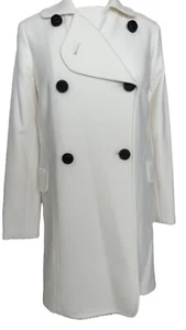Cappotto doppiopetto primavera Shoshanna Off-White con bottoni neri taglia US 2 nuovo con etichette - Foto 1 di 15