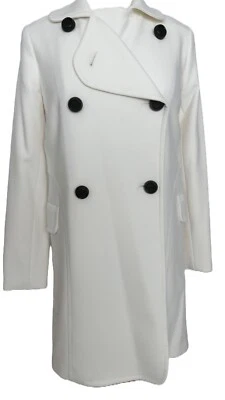 Abrigo Shoshanna Off-White Primavera Doble Pecho con Botones Negros EE. UU. Talla 2 Nuevo con Etiquetas Foto 1 de 4