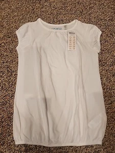 NWT Girls Size 10 Okaidi White Short Puff Sleeve Top - Picture 1 of 2