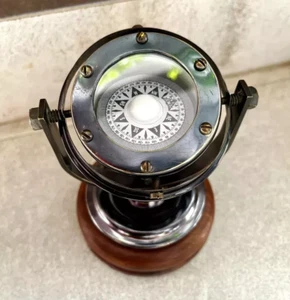 Antique Style Brass Nautical Gimbal Compass 5x4x4 Inch Reproduction Decor - Picture 1 of 7