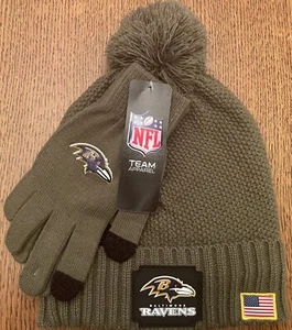 Baltimore Ravens NFL Apparel Military Green Hat and Gloves One Size - NWT - Picture 1 of 6