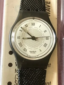 Wristwatch SWATCH Lady DEBUTANTE (LM106)-NEW/NOS-1991-Classic/Leather/Black - Picture 1 of 5