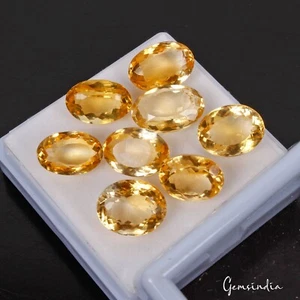 56 Ct Natural Yellow Citrine Oval Cut Loose Faceted 13-15mm Gemstones Lot~8 Pcs - Picture 1 of 6