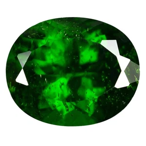 4.17 ct Unbelievable Oval (11.09 x 9.08 mm) (Un-Heated) Green Chrome Diopside - Picture 1 of 2