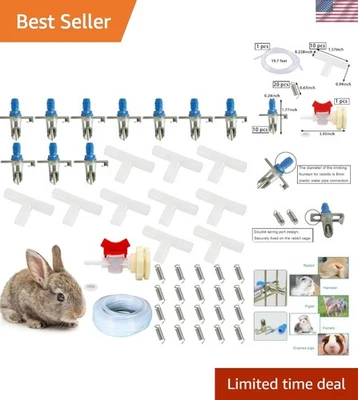 Прочный комплект автоматической системы полива кроликов с 10 металлическими сосками и шлангом 19,68 фута - Изображение 1 из 4