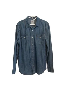 Camisa Levis Para Hombres Grande Azul Denim Perla A Presión Western Rodeo Vaquero Ropa de Trabajo - Imagen 1 de 9