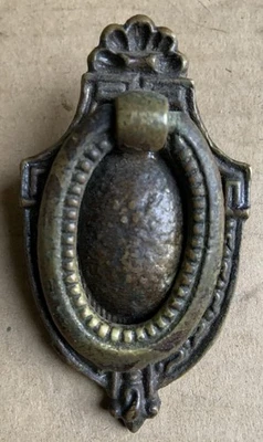 Vintage Antique Heavy Bronze Drop Pull Drawer Pull Dresser Furniture Hardware - Image 1 of 4