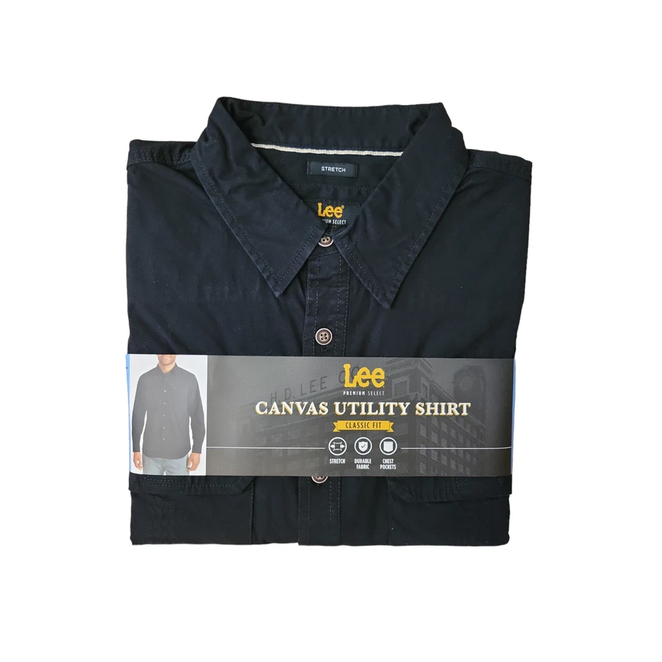 Lee Premium Select Men's Stretch Canvas Utility Long Sleeve Button Down Shirt