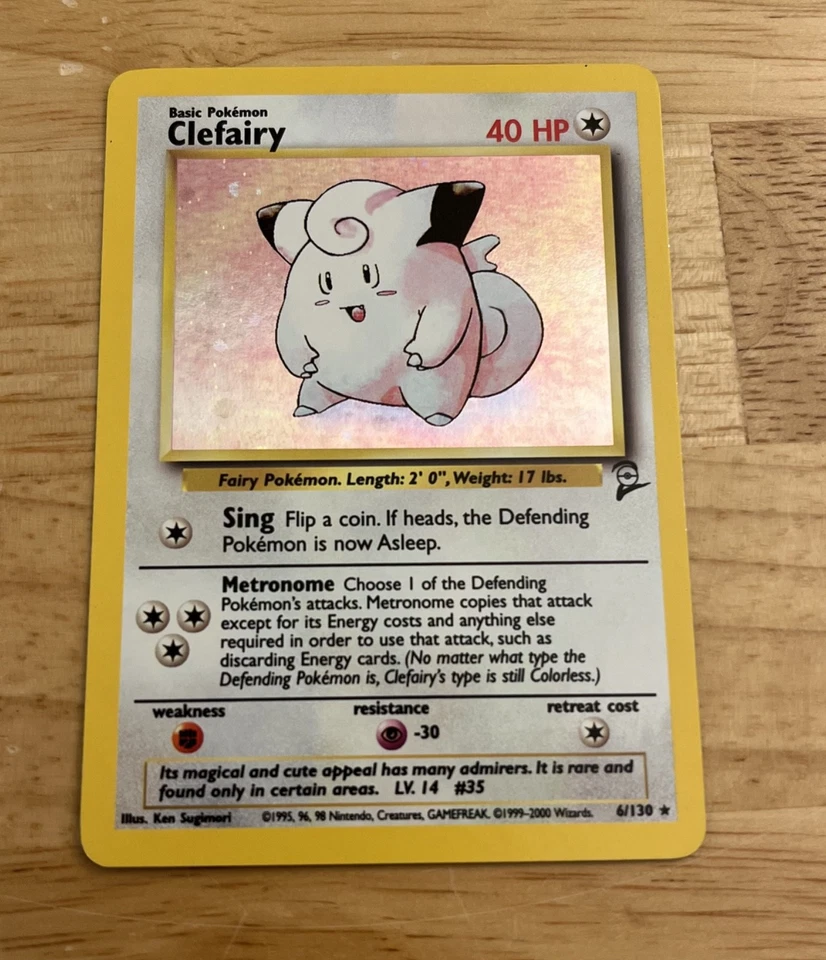 Pokemon Clefairy Holo 6/130 Base Set 2 WOTC - Rare Pokemon TCG Card (P15) - Image 1 of 4