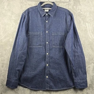 Zara Shirt Mens XL Dark Blue Button Up Denim Western Button Club Wear - Picture 1 of 7