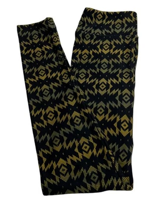 Leggings LuLaRoe OS Talla Única Otoño Azteca NEGRO VERDE Divertidos Chevron Suroeste Informales Foto 1 de 4