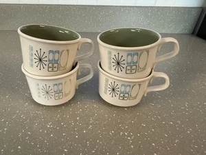 Set of 4 Taylor Smith & Taylor Cathay Atomic Starburst Mugs Vintage Mid Century  - Picture 1 of 10