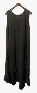 VINTAGE DUNES BLACK 100% COTTON GAUZE SLEEVELESS MIDI DRESS WOMEN'S SIZE XL - Picture 1 of 3