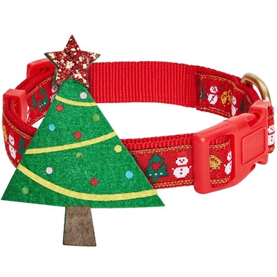 Collar de perro mediano de Navidad, cuello 14,5-20, árbol, muñeco de nieve, brillo, vacaciones Foto 1 de 4