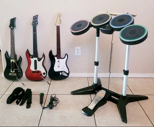 PS3 PS4 PlayStation 3 4 Rock Band 2 Drum Guitar BUNDLE Hero Controller Strat mic - Picture 1 of 13