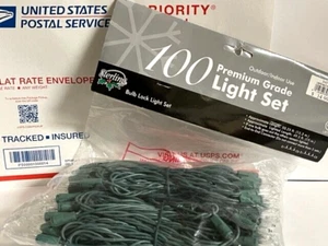 100 Premium Grade Bulb Lock Christmas Vintage Sterling String Out/In Light Set - Picture 1 of 4